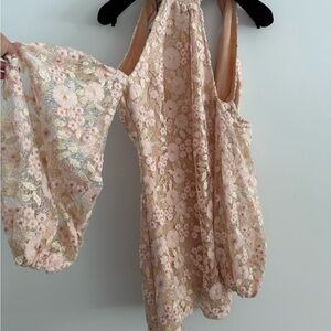 Michael Costello Blush Pink Embroidered Floral Dress